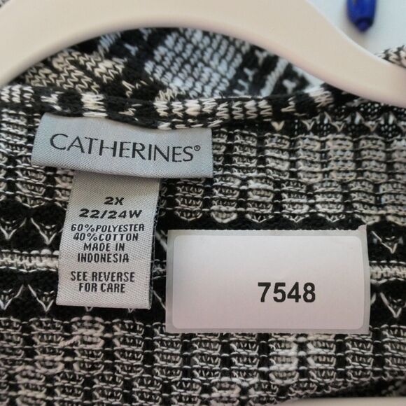 Catherines Cardigan Sweater Womens 2X Black Knit Cotton Blend 3/4 Sleeve Boho - Picture 10 of 10